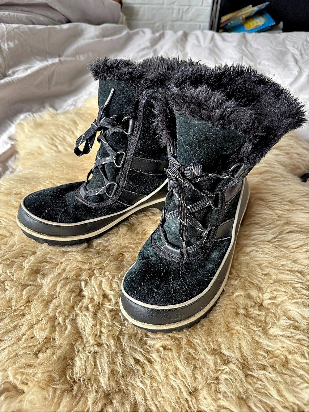 Sorel Tivoli Women's Black Winter Boots Black Fawn US 8